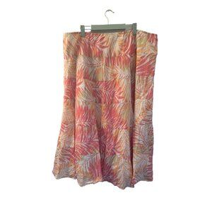 Ruby Rd pink tropical floral tiered midi skirt Womens 24 cottage work valentines